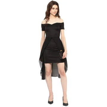 Black Off-Shoulder Bodycon Dress for Women/Girl by After Dark